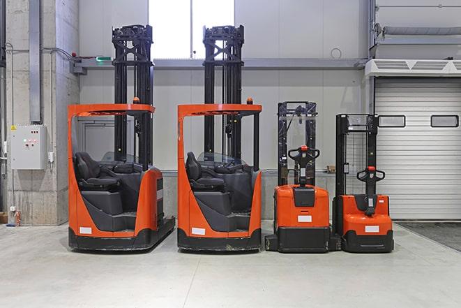 industrial forklift vehicles parked